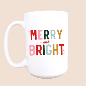 Merry and bright mug, Christmas coffee mug, Holiday mug